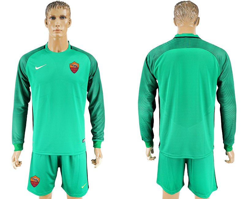2017-18 Roma Green Long Sleeve Goalkeeper Soccer Jersey