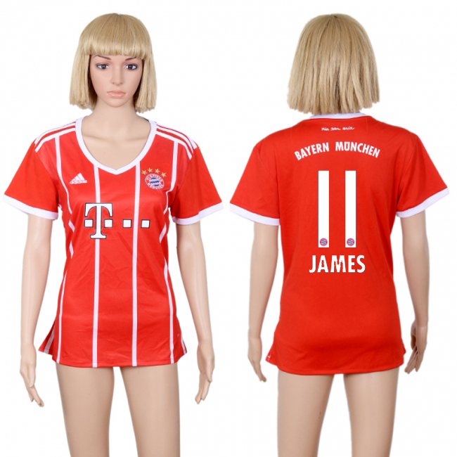2017-18 Bayern Munich 11 JAMES Home Women Soccer Jersey