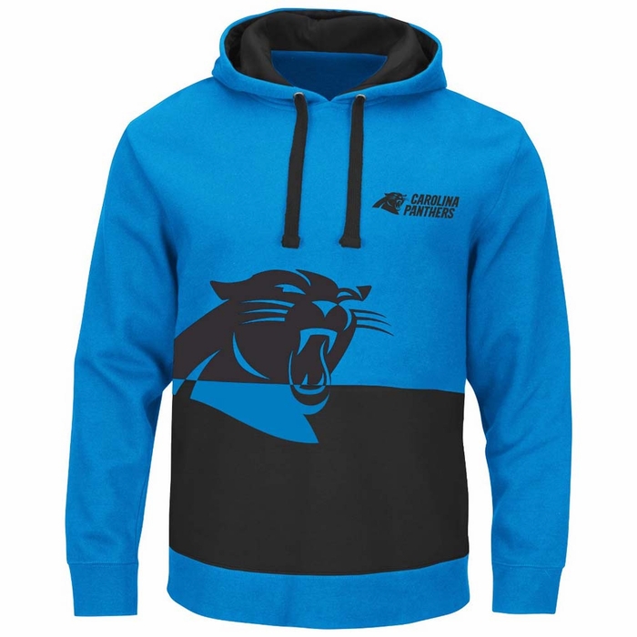 Carolina Panthers Blue & Black Split All Stitched Hooded Sweatshirt