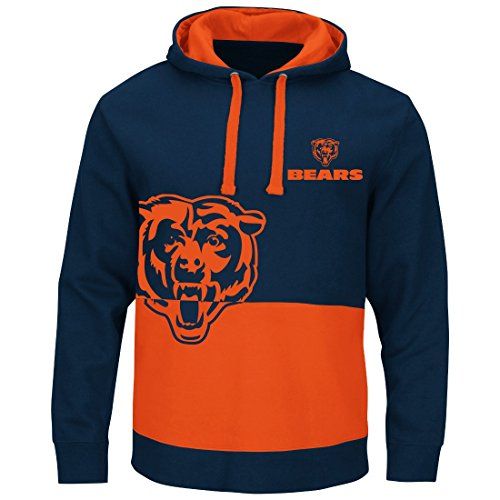 Chicago Bears Navy & Orange Split All Stitched Hooded Sweatshirt