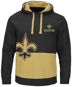 New Orleans Saints Black & Gold Split All Stitched Hooded Sweatshirt