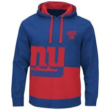 New York Giants Blue & Red Split All Stitched Hooded Sweatshirt - Click Image to Close