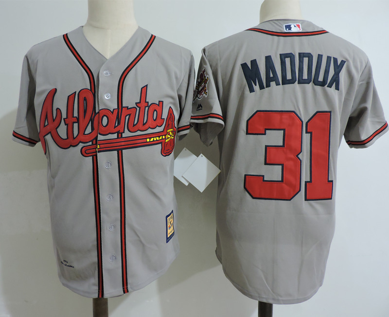 Braves 31 Greg Maddux Gray Cooperstown Collection Jersey - Click Image to Close