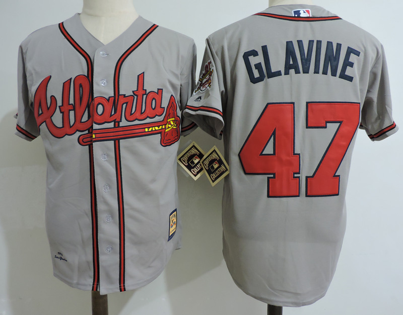 Braves 47 Tom Glavine Gray Cooperstown Collection Jersey - Click Image to Close