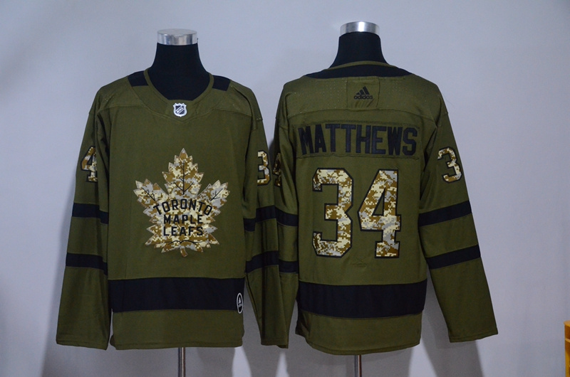 Maple Leafs 34 Auston Matthews Olive Green Adidas Jersey