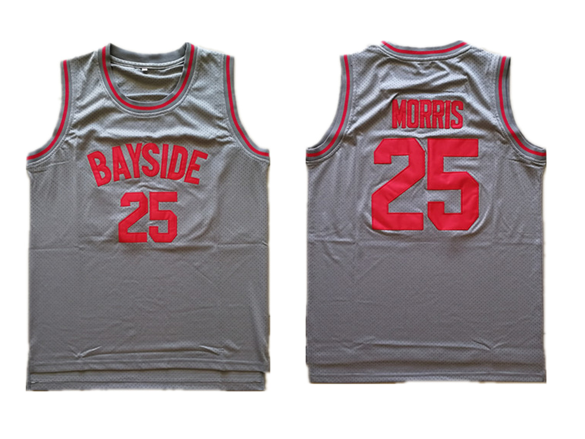 Bayside Tigers 25 Zack Morris Gray Stitched Movie Jersey - Click Image to Close