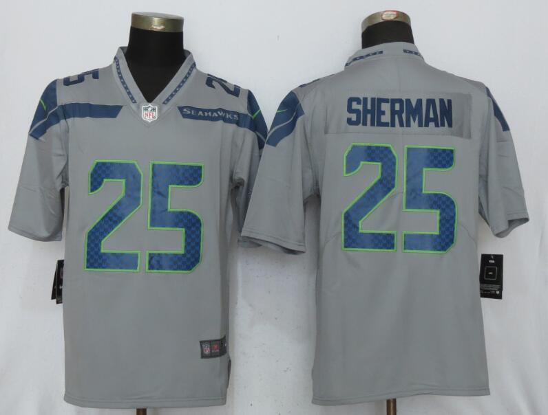 Nike Seahawks 25 Richard Sherman Gray Vapor Untouchable Limited Player Jersey