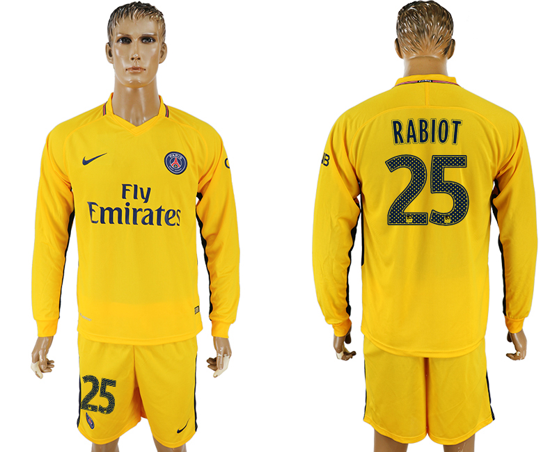 2017-18 Paris Saint-Germain 25 RABIOT Away Long Sleeve Soccer Jersey
