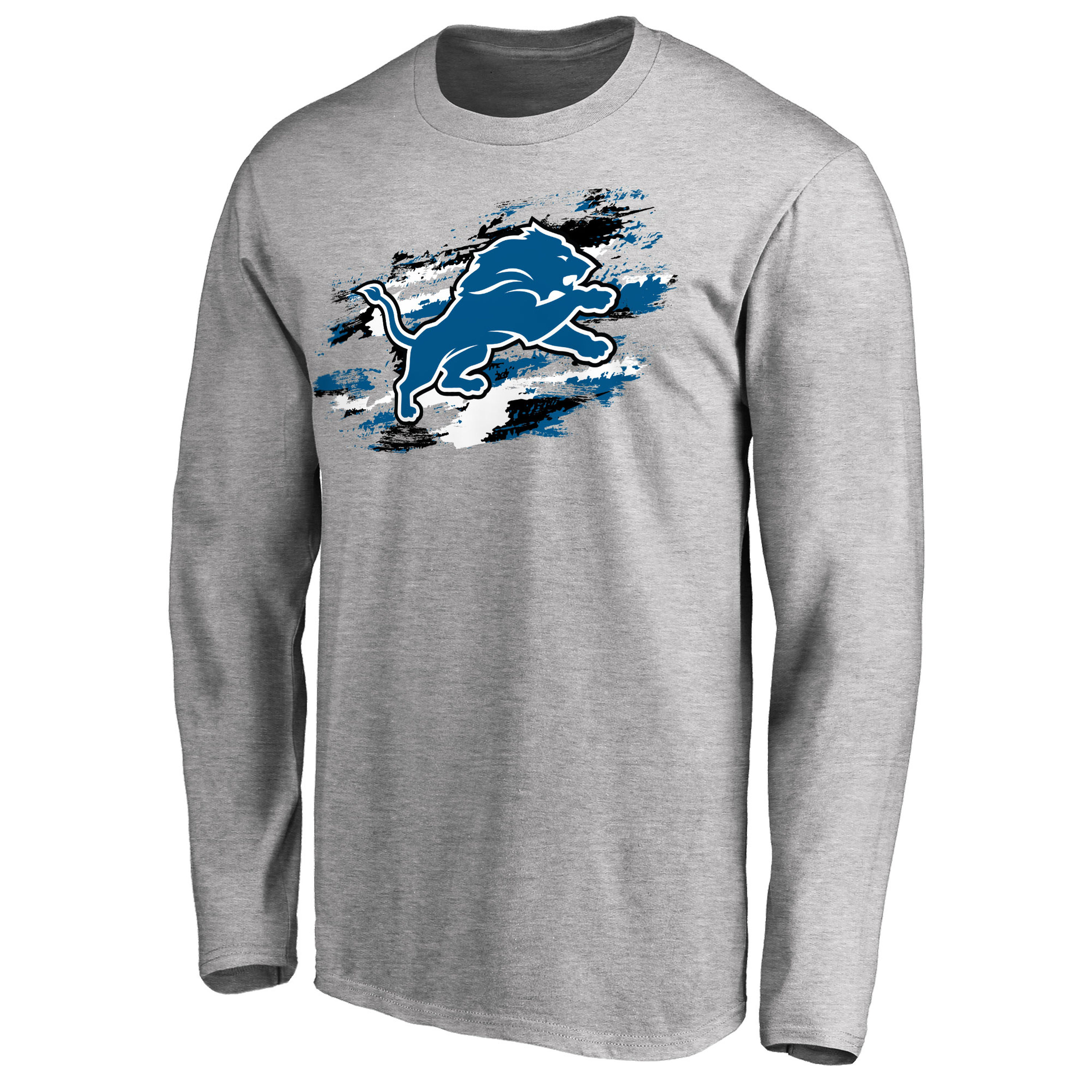 Men's Detroit Lions NFL Pro Line Ash True Colors Long Sleeve T-Shirt - Click Image to Close
