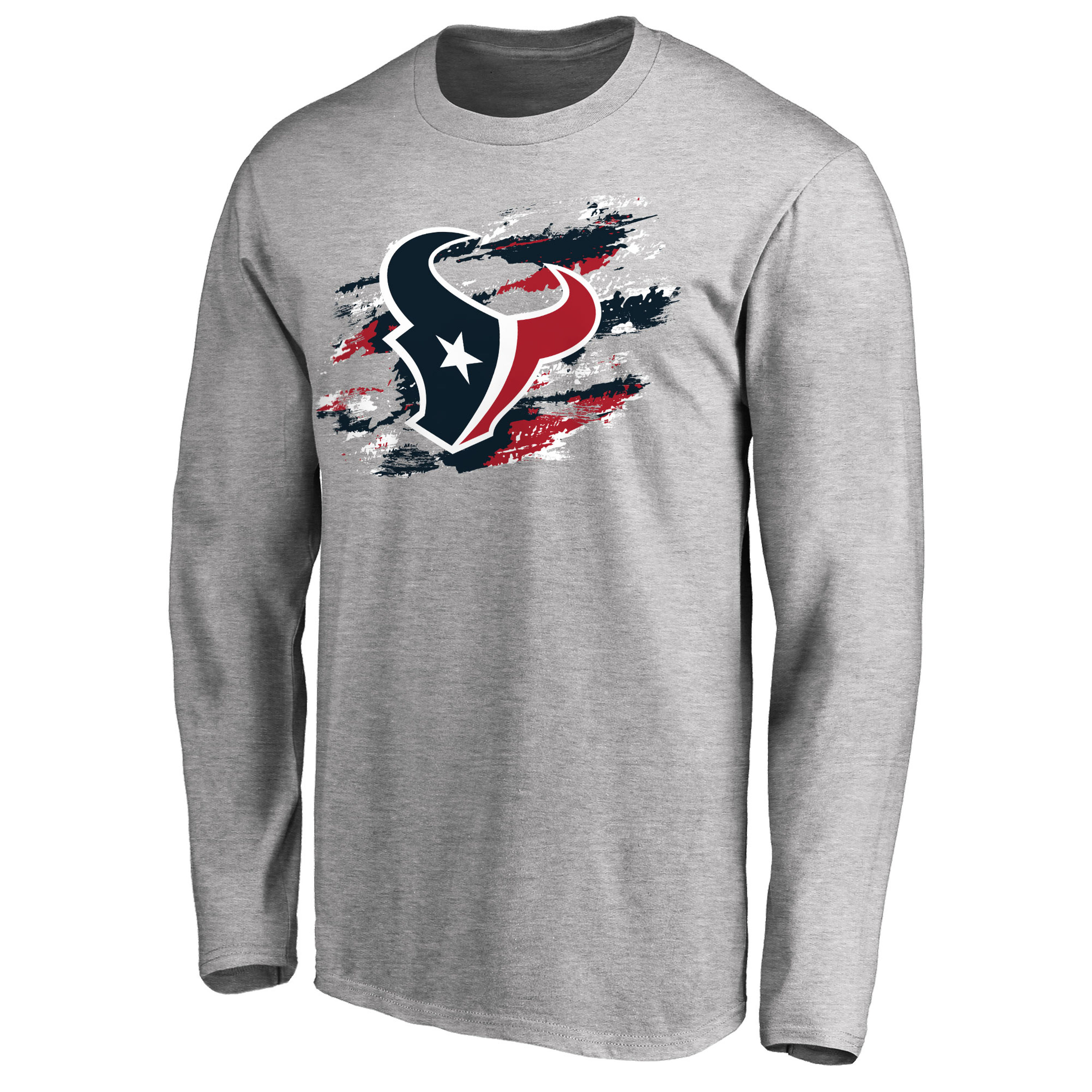 Men's Houston Texans NFL Pro Line Ash True Colors Long Sleeve T-Shirt - Click Image to Close