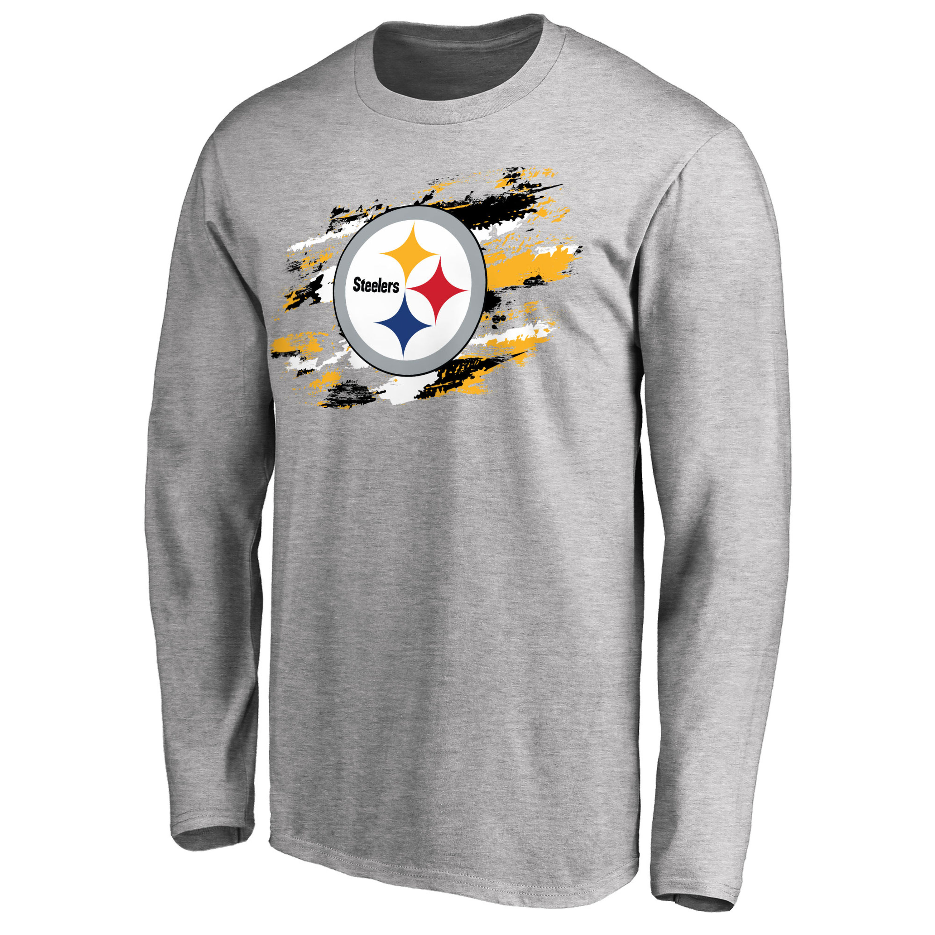 Men's Pittsburgh Steelers NFL Pro Line Ash True Colors Long Sleeve T-Shirt - Click Image to Close