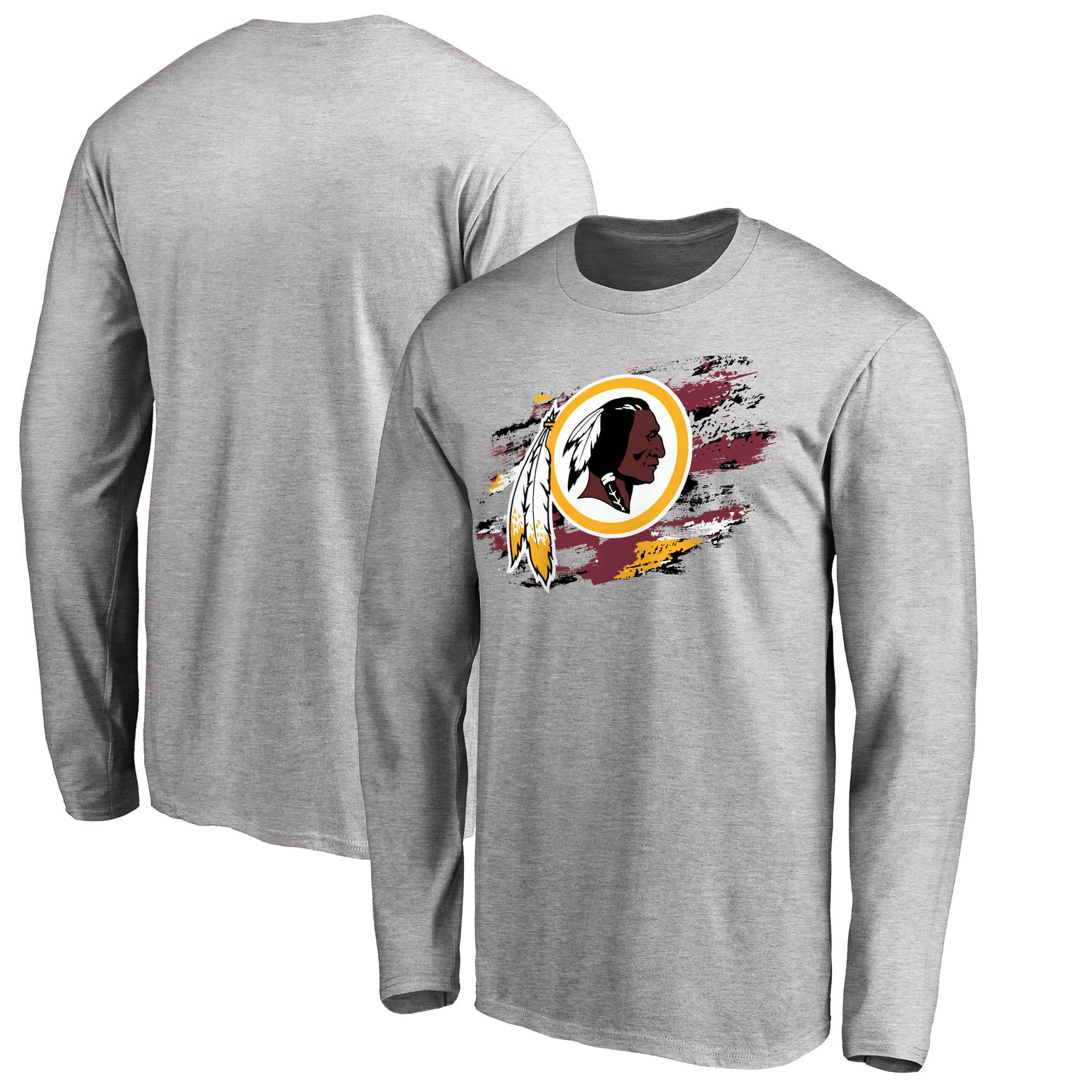 Men's Washington Redskins NFL Pro Line Ash True Colors Long Sleeve T-Shirt - Click Image to Close