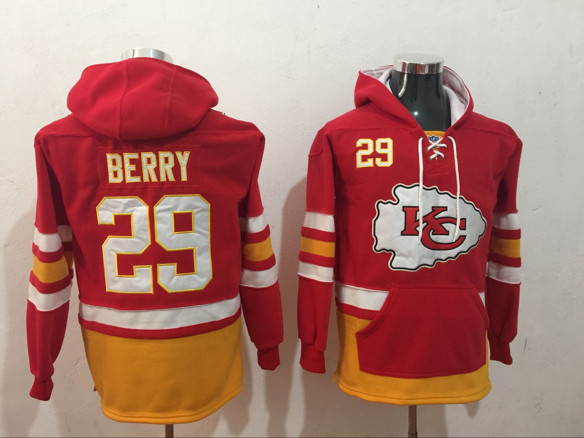 Kansas City Chiefs 29 Eric Berry Red All Stitched Hooded Sweatshirt