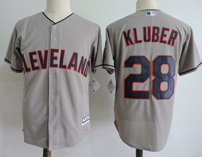 Indians 28 Corey Kluber Gray Flexbase Jersey - Click Image to Close