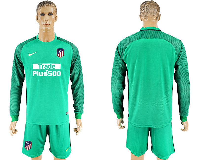 2017-18 Atletico Madrid Green Long Sleeve Goalkeeper Soccer Jersey