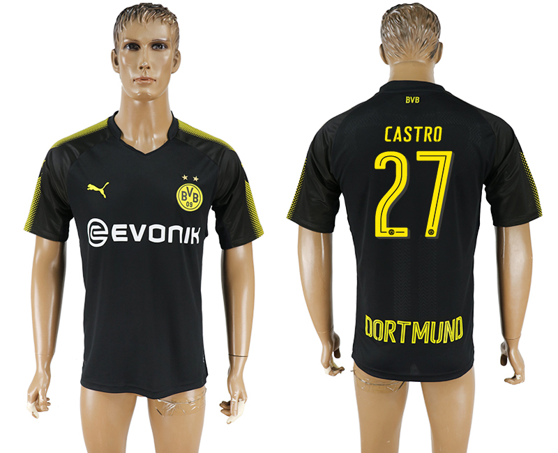 2017-18 Dortmund 27 CASTRO Away Thailand Soccer Jersey
