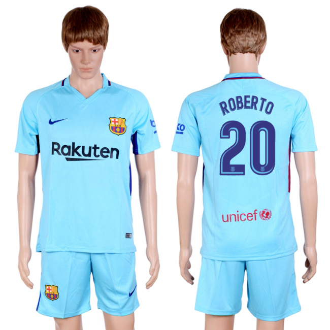 2017-18 Barcelona 20 ROBERTO Away Soccer Jersey