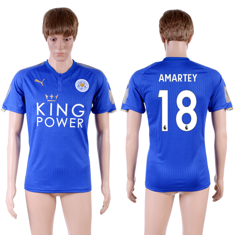 2017-18 Leicester City 18 AMARTEY Home Thailand Soccer Jersey
