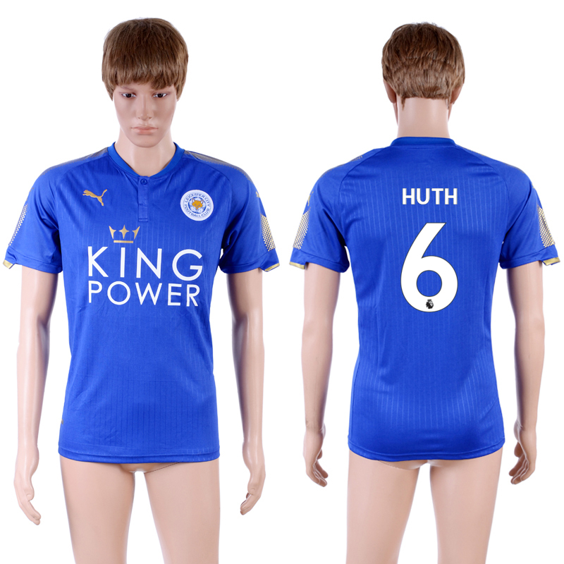 2017-18 Leicester City 6 HUTH Home Thailand Soccer Jersey