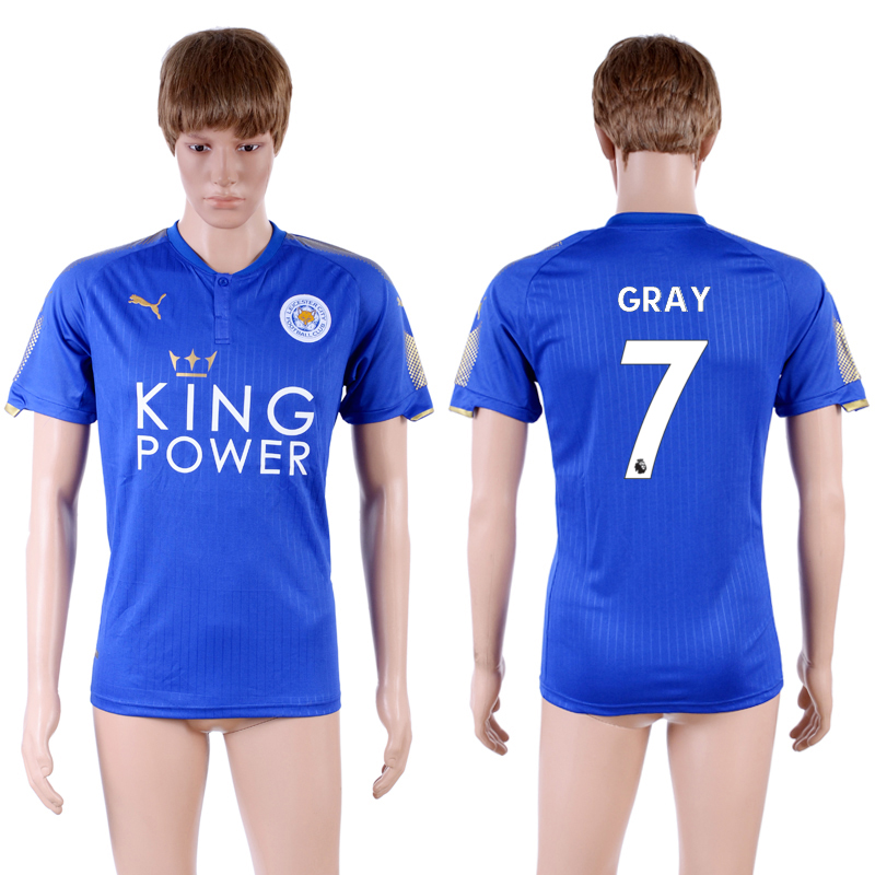 2017-18 Leicester City 7 GRAY Home Thailand Soccer Jersey
