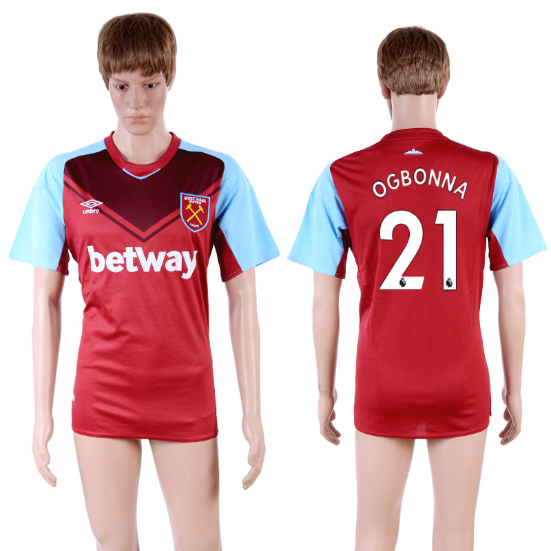 2017-18 West Ham United 21 OGBONNA Home Thailand Soccer Jersey 2017-18 West Ham United 21 OGBONNA Home Thailand Soccer Jersey