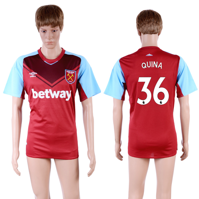 2017-18 West Ham United 36 QUINA Home Thailand Soccer Jersey 2017-18 West Ham United 36 QUINA Home Thailand Soccer Jersey