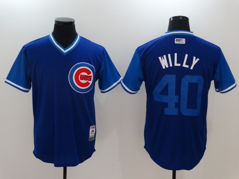 Cubs 40 Willson Contreras Willy Majestic Royal 2017 Players Weekend Jersey