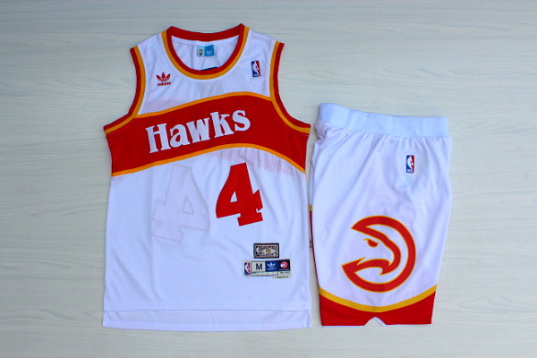 Hawks 4 Spud Webb White Hardwood Classics Jersey(With Shorts)