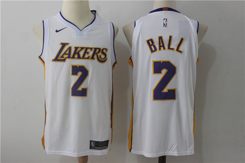 Lakers 2 Lonzo Ball White Nike Authentic Jersey(Without the sponsor logo)