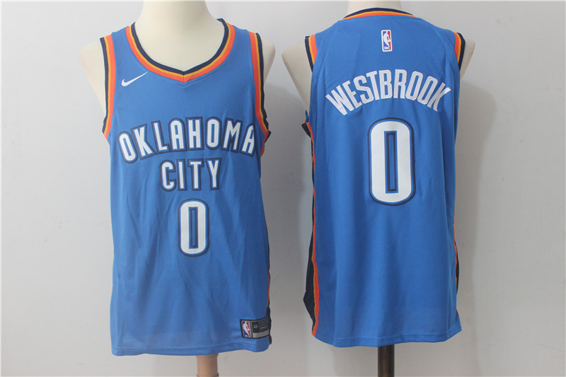 Thunder 0 Russell Westbrook Blue Nike Authentic Jersey
