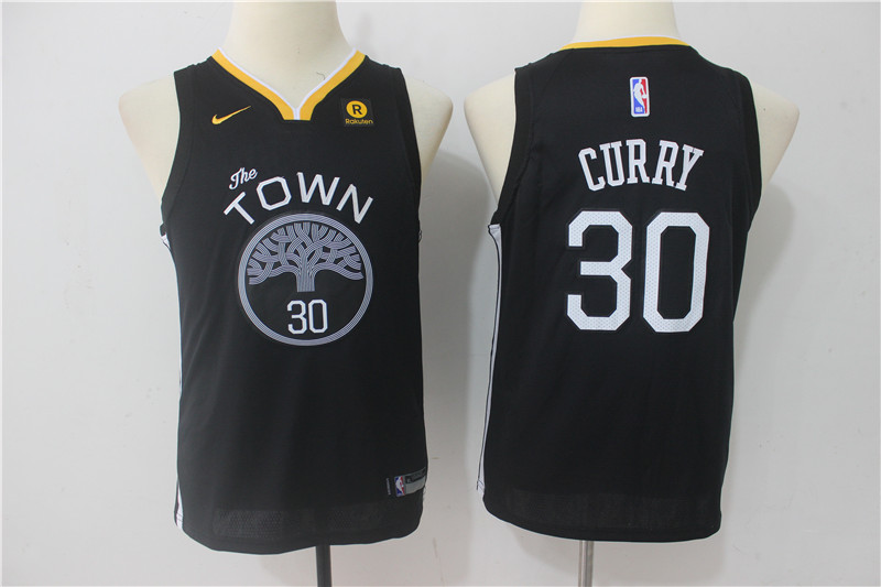 Warriors 30 Stephen Curry Black Youth Nike Swingman Jersey