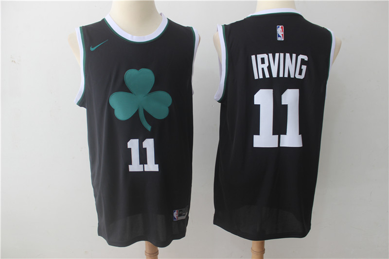 Celtics 11 Kyrie Irving Black Clover Logo Nike Swingman Jersey - Click Image to Close