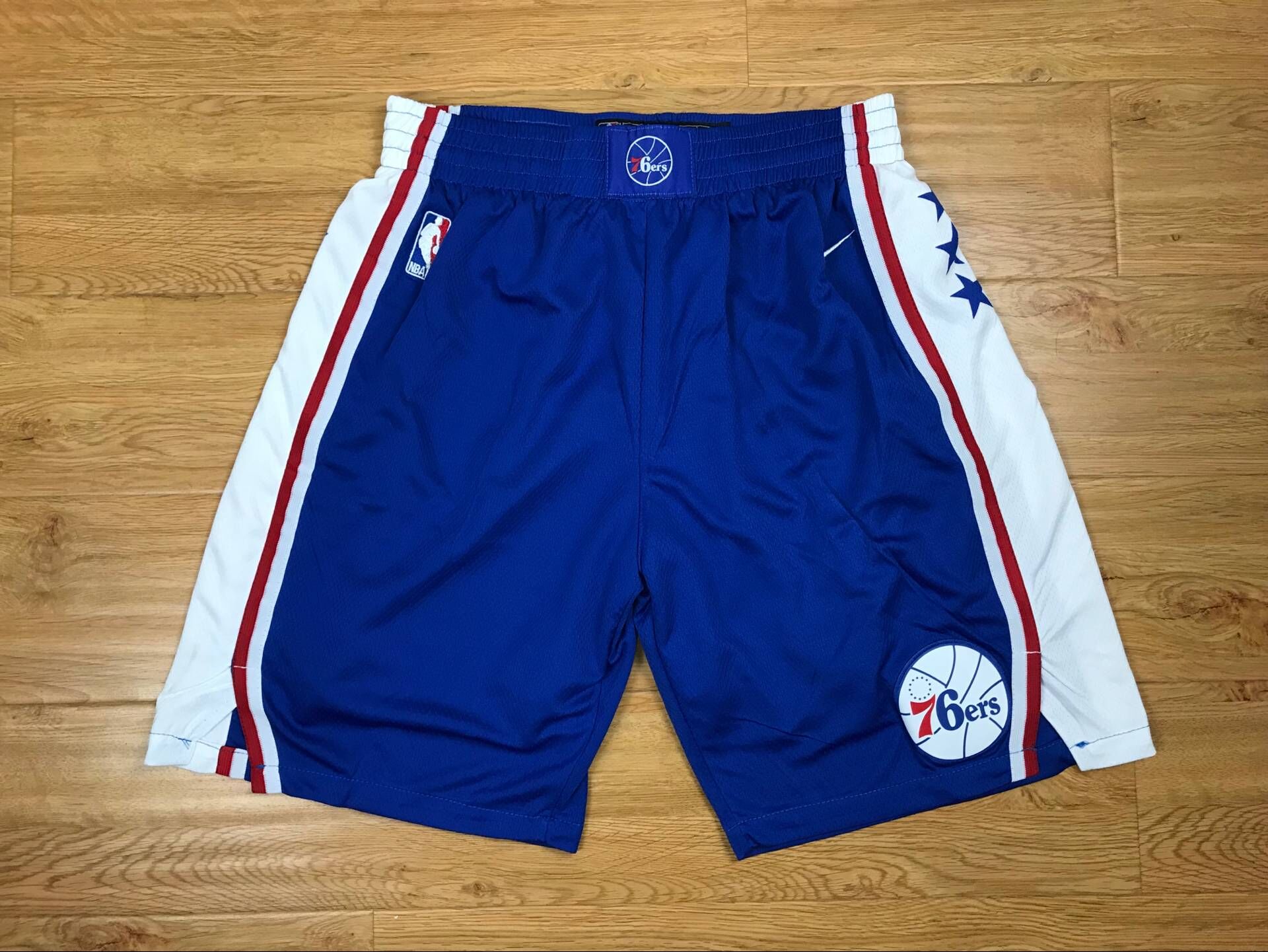 76ers Blue Nike Authentic Shorts - Click Image to Close