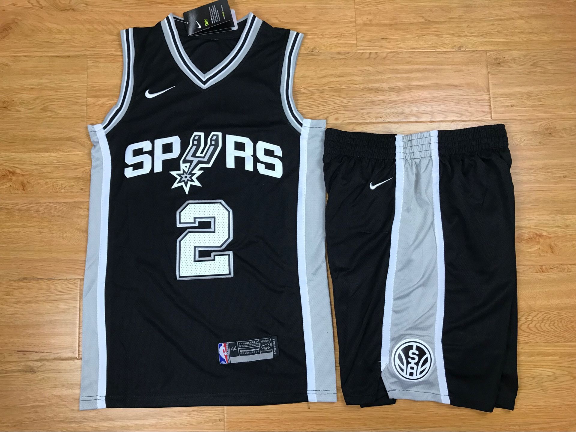 Spurs 2 Kawhi Leonard Black Nike Swingman Jersey(With Shorts)