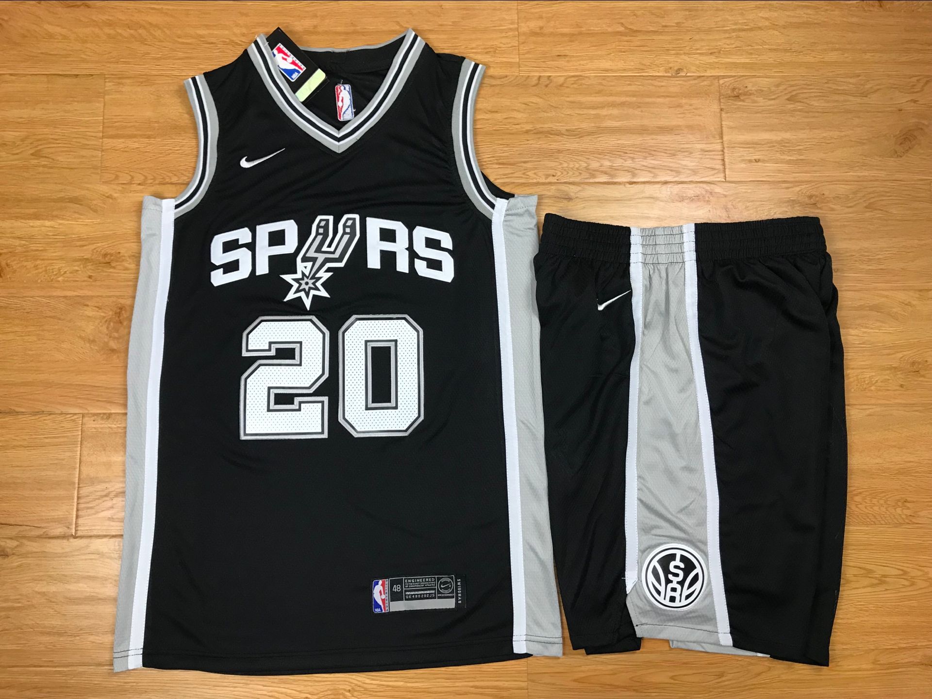 Spurs 20 Manu Ginobili Black Nike Swingman Jersey(With Shorts)