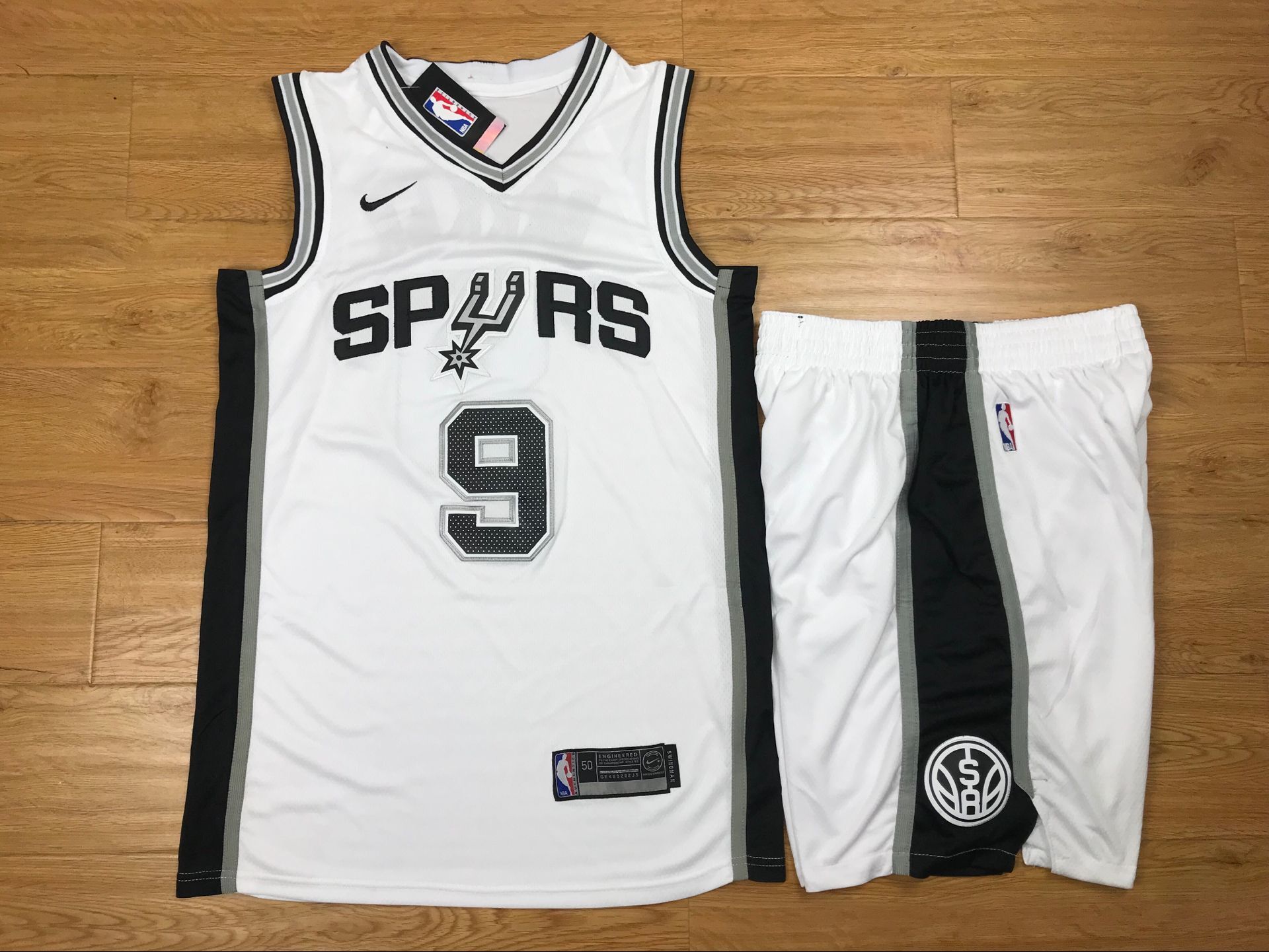 Spurs 9 Tony Parker White Nike Swingman Jersey(With Shorts)