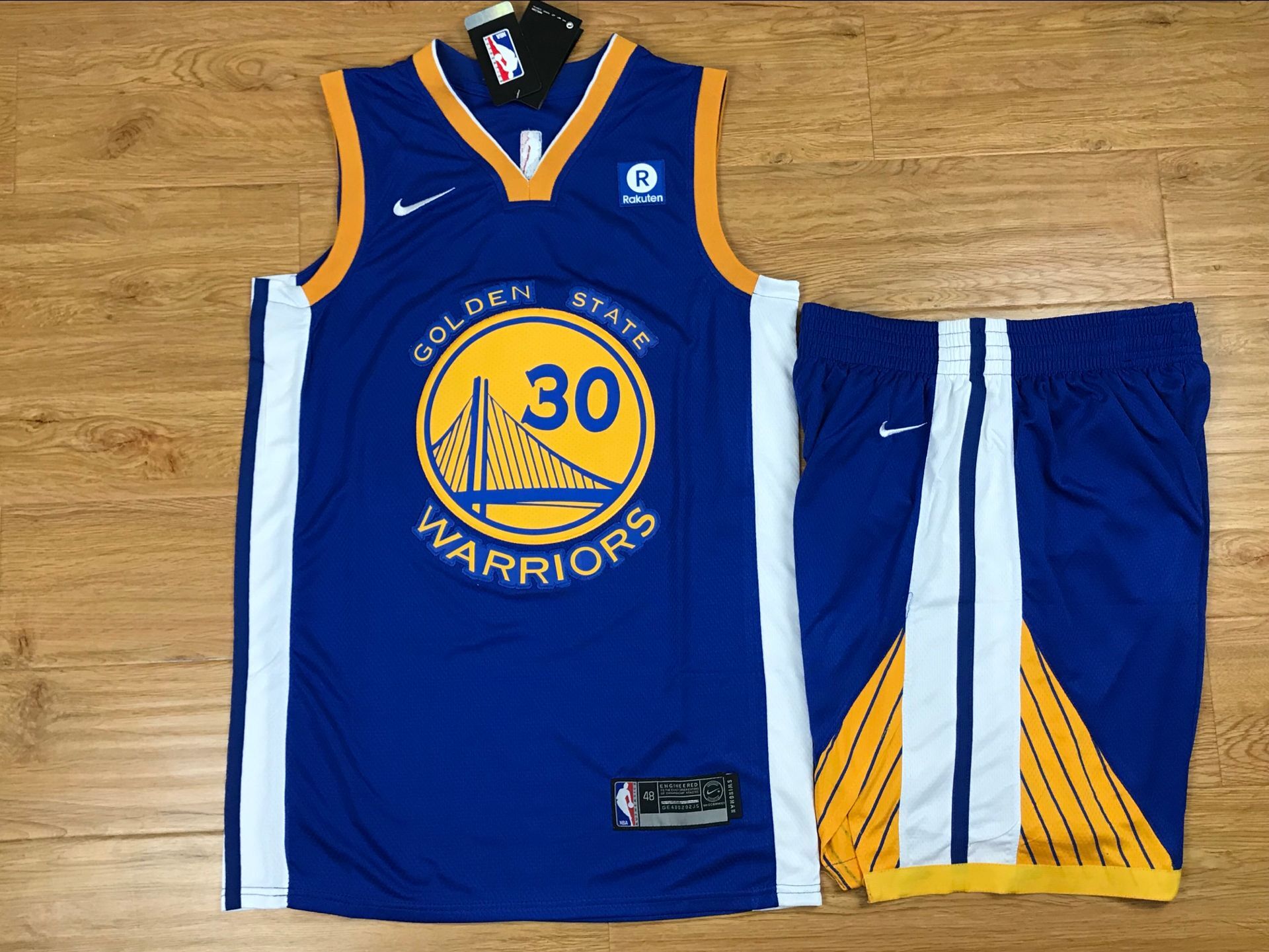 Warriors 30 Stephen Curry Blue Nike Swingman Jersey(With Shorts)