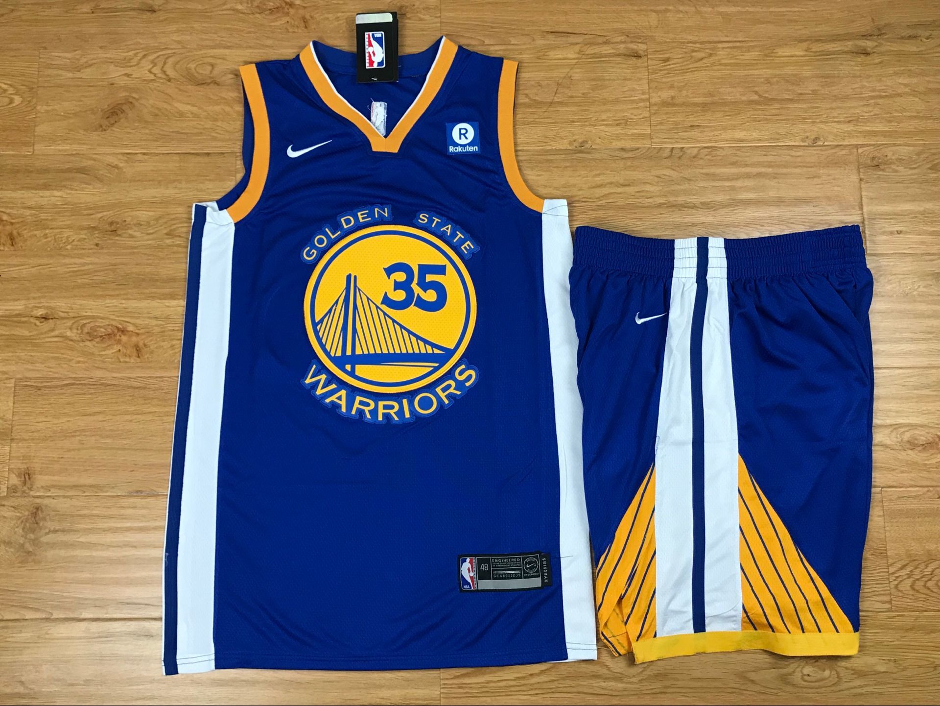 Warriors 35 Kevin Durant Blue Nike Swingman Jersey(With Shorts)