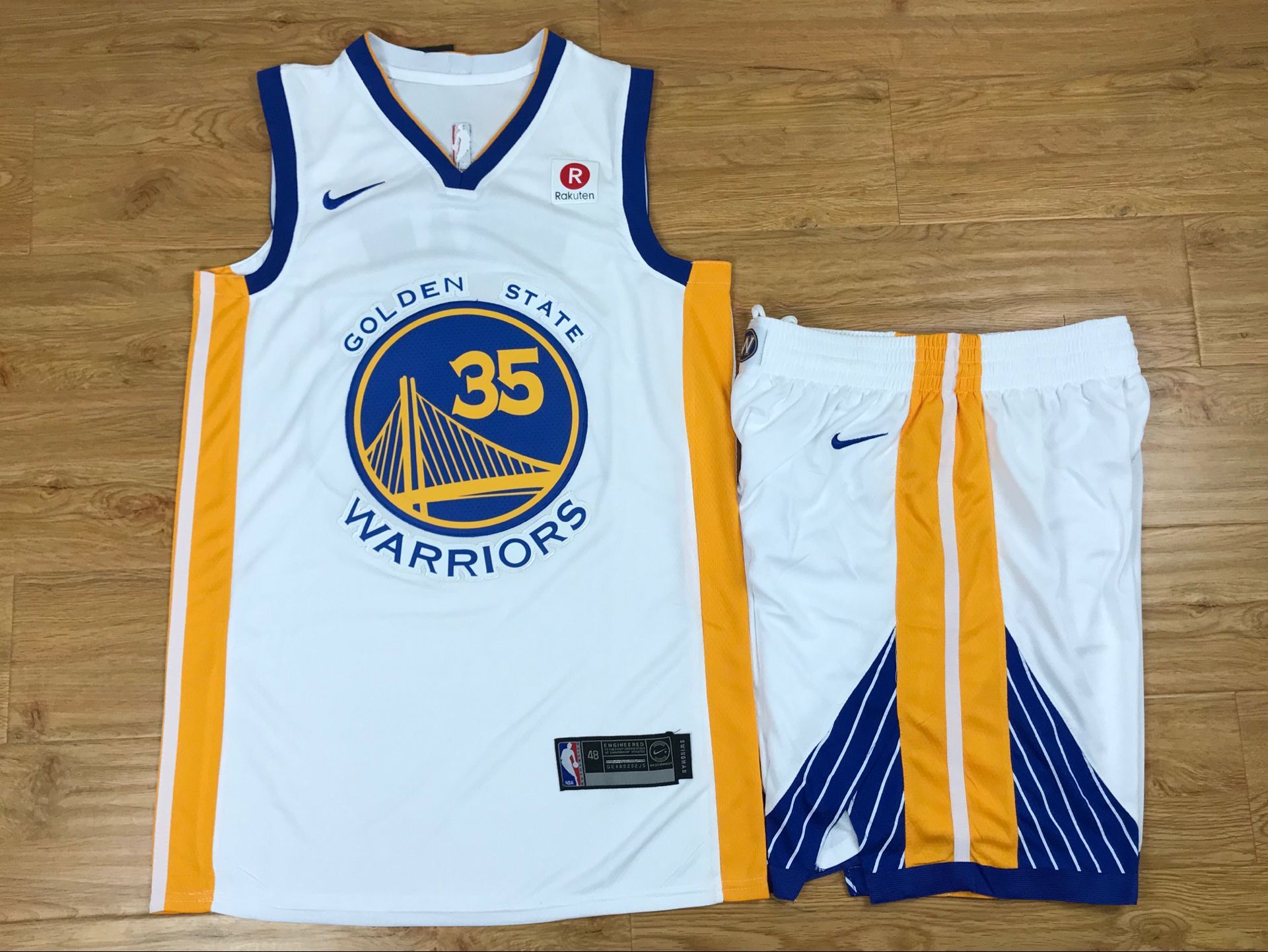 Warriors 35 Kevin Durant White Nike Swingman Jersey(With Shorts)