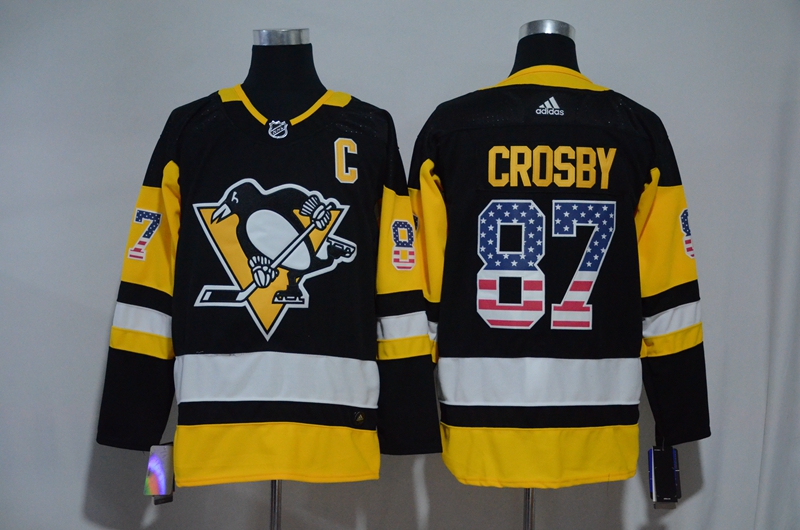 Penguins 87 Sidney Crosby Black USA Flag Adidas Jersey