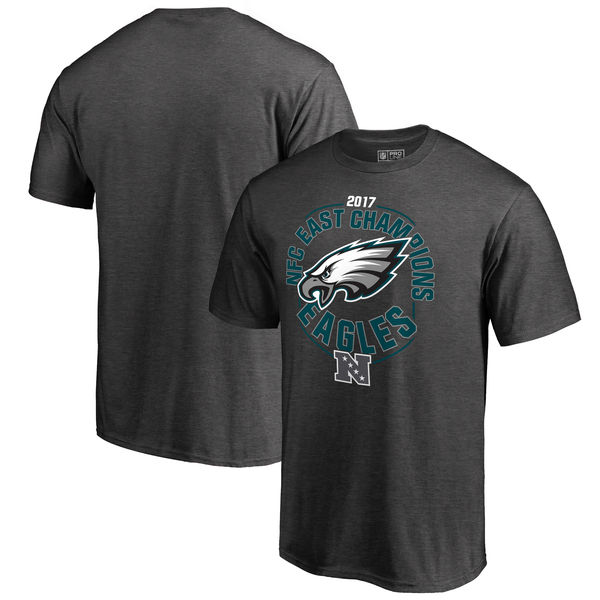 Philadelphia Eagles NFL Pro Line by Fanatics Branded 2017 NFC East Division Champions T Shirt Heather Charcoal - Click Image to Close