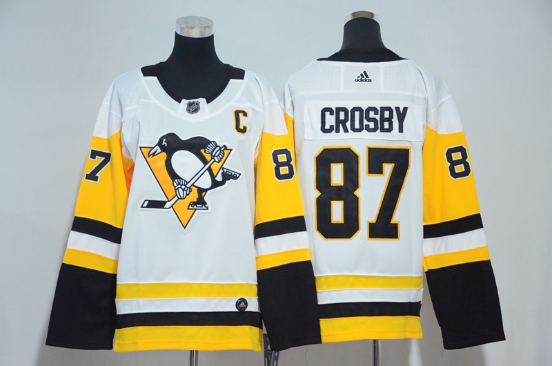 Penguins 87 Sidney Crosby White Youth Adidas Jersey