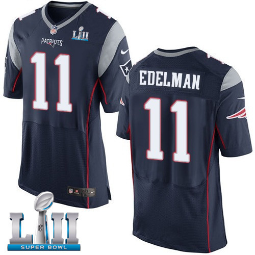 Nike Patriots 11 Julian Edelman Navy 2018 Super Bowl LII Elite Jersey