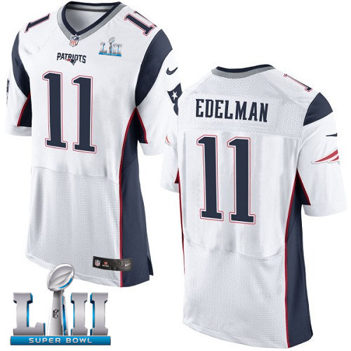 Nike Patriots 11 Julian Edelman White 2018 Super Bowl LII Elite Jersey