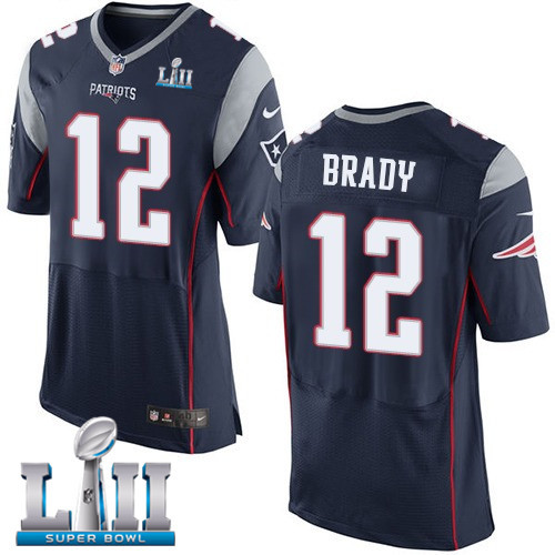 Nike Patriots 12 Tom Brady Navy 2018 Super Bowl LII Elite Jersey