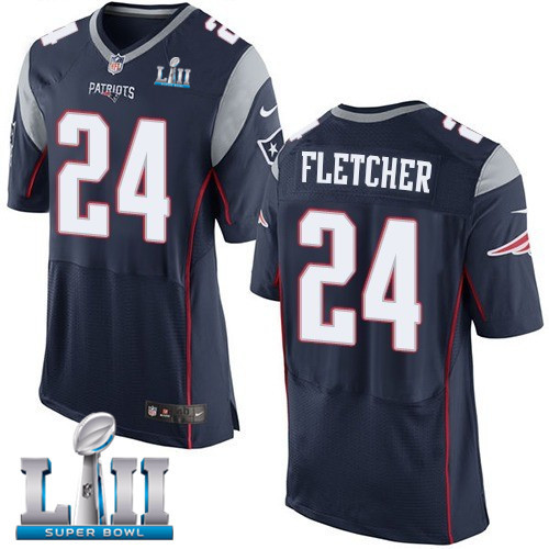 Nike Patriots 24 Bradley Fletcher Navy 2018 Super Bowl LII Elite Jersey