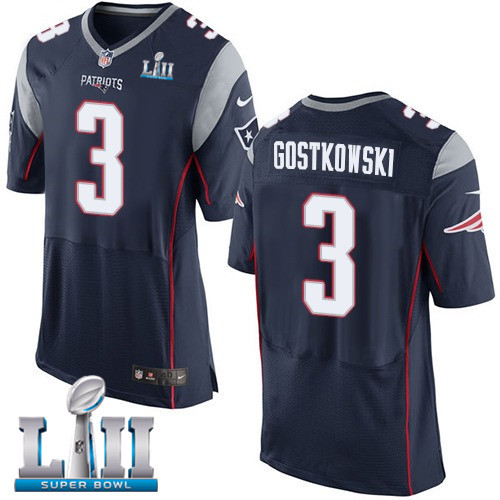 Nike Patriots 3 Stephen Gostkowski Navy 2018 Super Bowl LII Elite Jersey