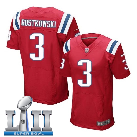 Nike Patriots 3 Stephen Gostkowski Red 2018 Super Bowl LII Elite Jersey