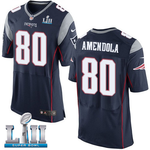 Nike Patriots 80 Danny Amendola Navy 2018 Super Bowl LII Elite Jersey