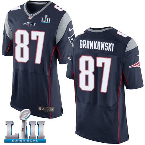 Nike Patriots 87 Rob Gronkowski Navy 2018 Super Bowl LII Elite Jersey